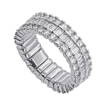 2.0 CT. TW Baguette and Round Diamond Stretch Ring in 10K White Gold