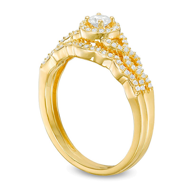 0.38 CT. TW Diamond Frame Twist Bridal Set in 10K Gold