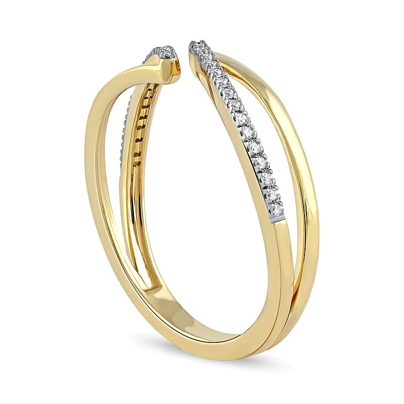 0.1 CT. TW Diamond Open Shank Bypass Wrap Ring in 10K Gold