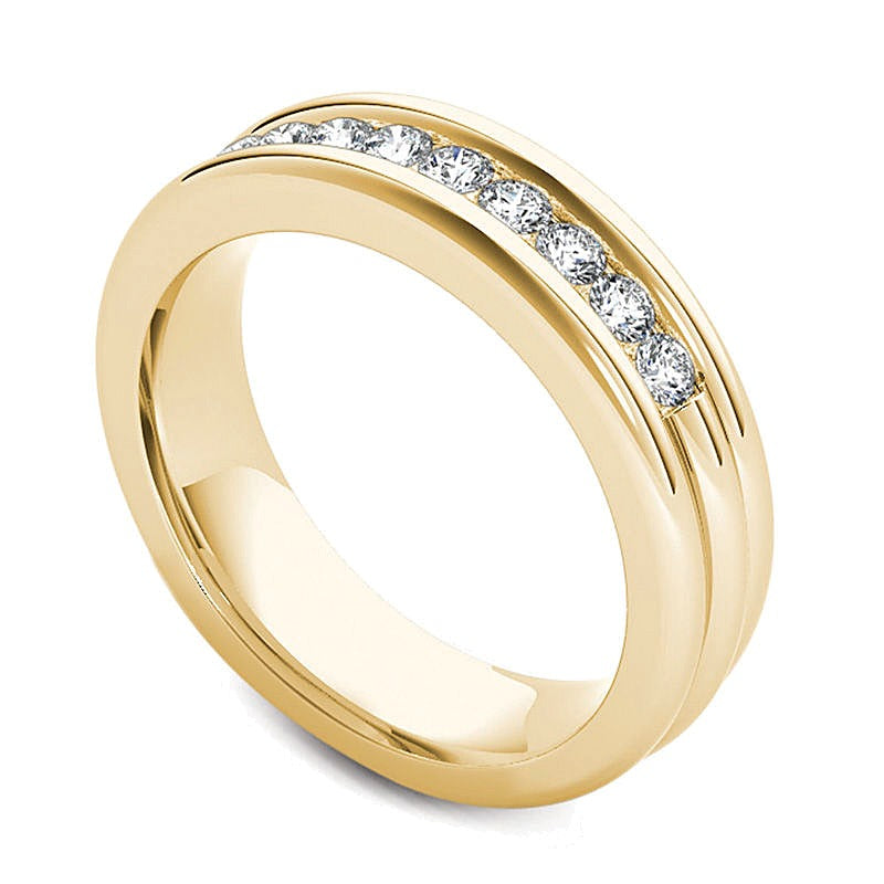 0.2 CT. TW Diamond Groove Wedding Band in 14K Gold