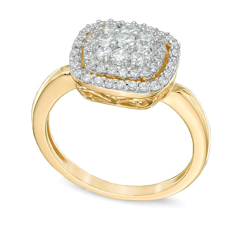 0.5 CT. TW Multi-Diamond Frame Ring in 10K Gold