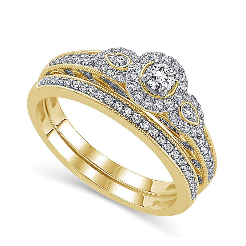 0.38 CT. TW Diamond Frame Bridal Set in 10K Gold