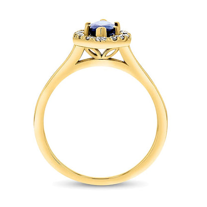 Marquise Blue Sapphire and 0.25 CT. TW Diamond Frame Ring in 14K Gold