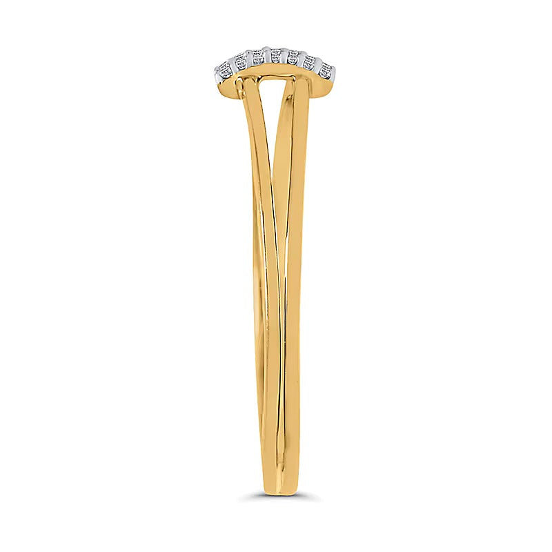 Diamond Accent Linear Bar Split Shank Ring in 10K Gold