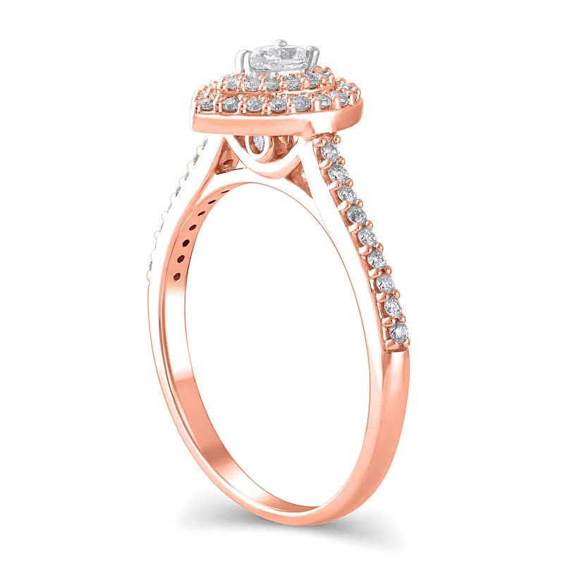 0.5 CT. TW Pear-Shaped Diamond Double Frame Engagement Ring in 10K Rose Gold