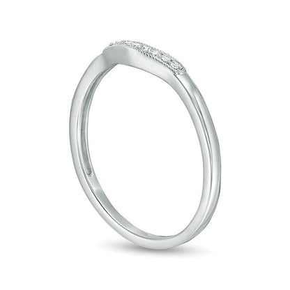 Diamond Accent Vintage-Style Contour Anniversary Band in 10K White Gold