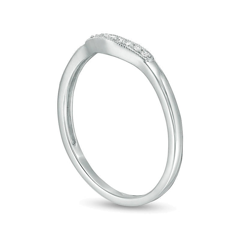 Diamond Accent Vintage-Style Contour Anniversary Band in 10K White Gold