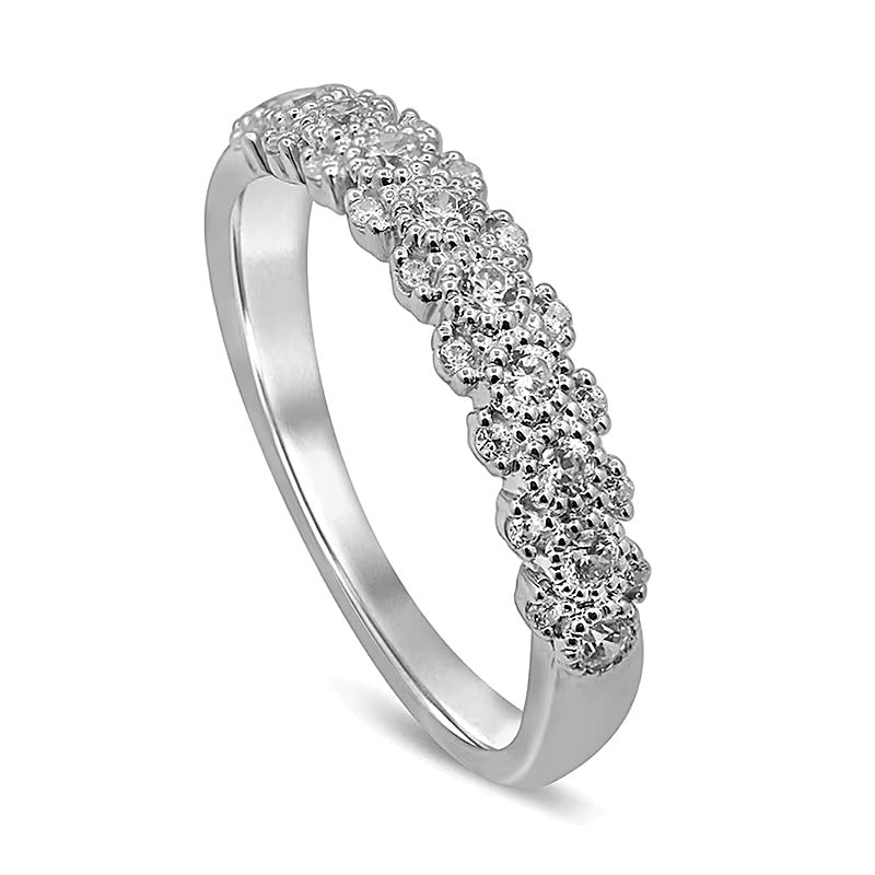 0.33 CT. TW Diamond Beaded Frame Anniversary Band in 10K White Gold