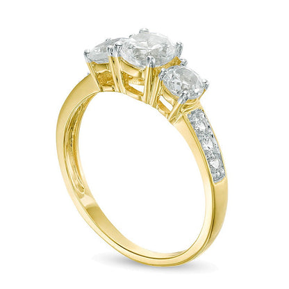 5.2mm Lab-Created White Sapphire Three Stone Ring in 10K Gold