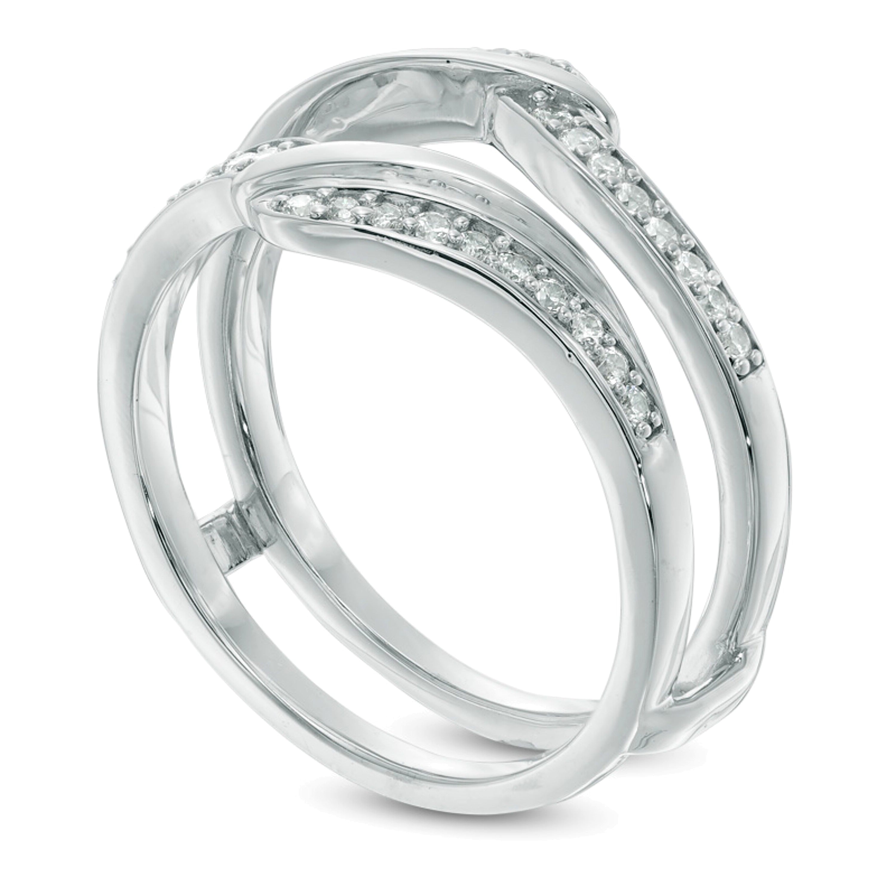 0.25 CT. TW Diamond Bypass Solitaire Enhancer in 10K White Gold