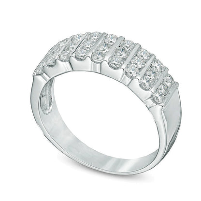 0.75 CT. TW Diamond Triple Row Band in 10K White Gold