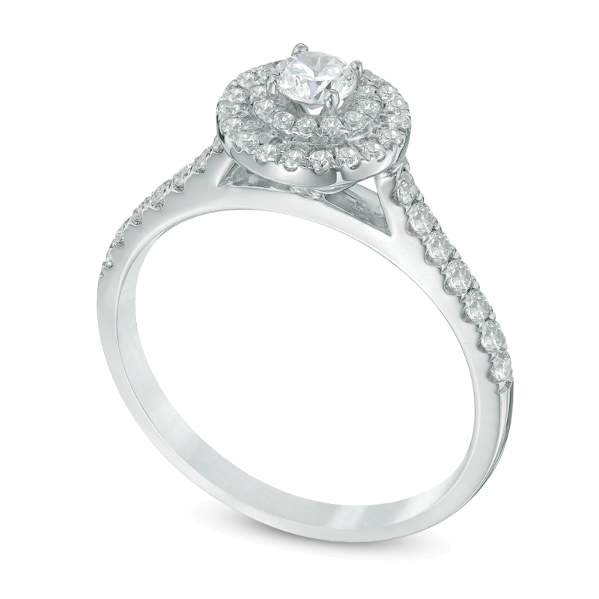 0.5 CT. TW Diamond Double Frame Engagement Ring in 10K White Gold