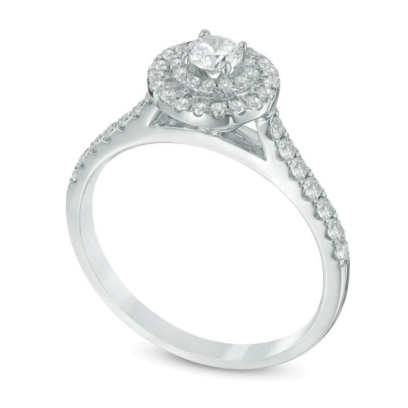 0.5 CT. TW Diamond Double Frame Engagement Ring in 10K White Gold