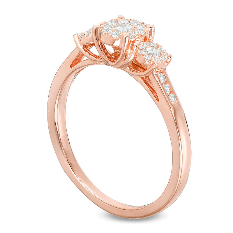 0.33 CT. TW Multi-Diamond Three Stone Engagement Ring in 10K Rose Gold