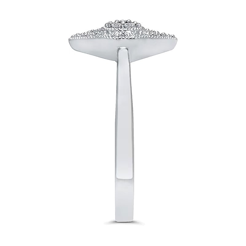 0.13 CT. TW Marquise Multi-Diamond Ornate Vintage-Style Ring in 10K White Gold