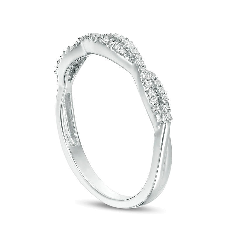 0.13 CT. TW Diamond Twist Stackable Band in 10K White Gold