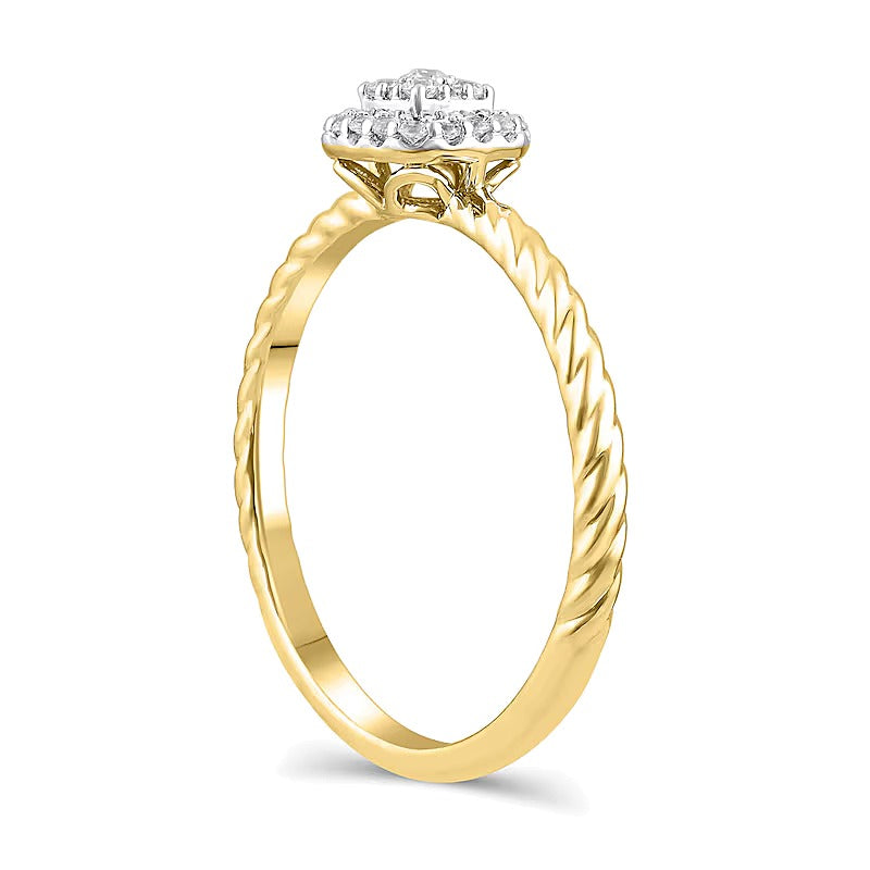0.17 CT. TW Cushion Multi-Diamond Rope Shank Ring in 10K Gold