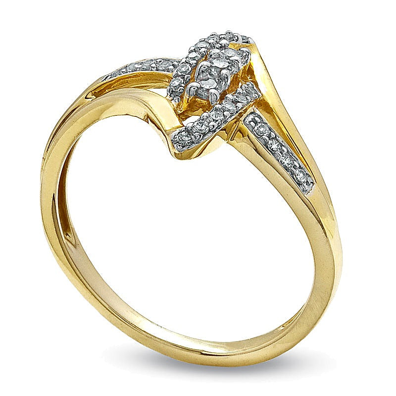 0.2 CT. TW Diamond Marquise Bypass Promise Ring in 10K Gold