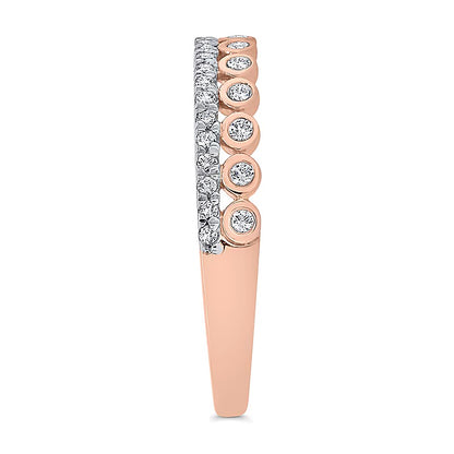 0.2 CT. TW Diamond Edge and Bezel Double Row Stackable Band in 10K Rose Gold