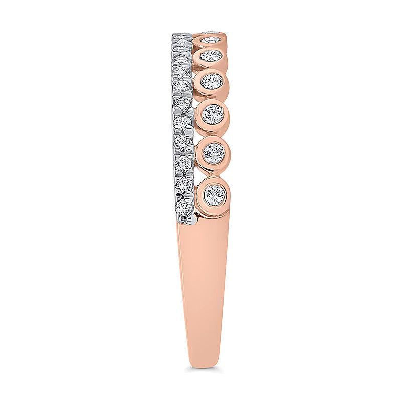 0.2 CT. TW Diamond Edge and Bezel Double Row Stackable Band in 10K Rose Gold