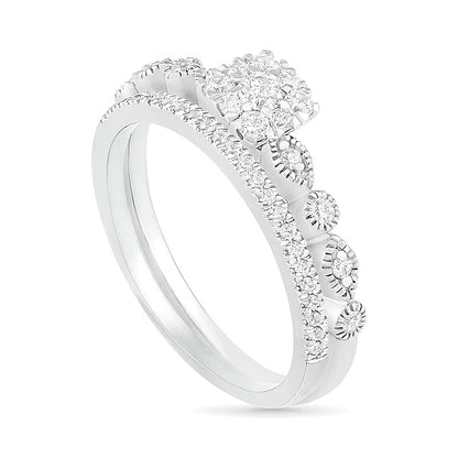 0.38 CT. TW Composite Diamond Vintage-Style Bridal Set in 10K White Gold