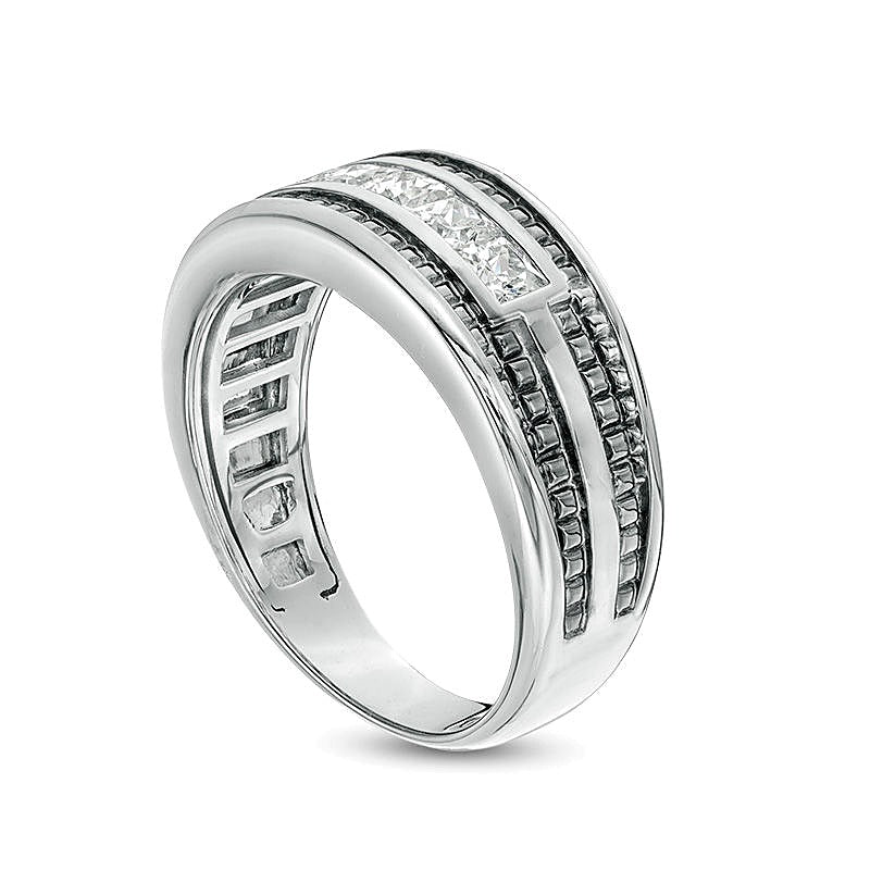 1.0 CT. TW Square-Cut Diamond Five Stone Wedding Band in 14K White Gold with Black Rhodium