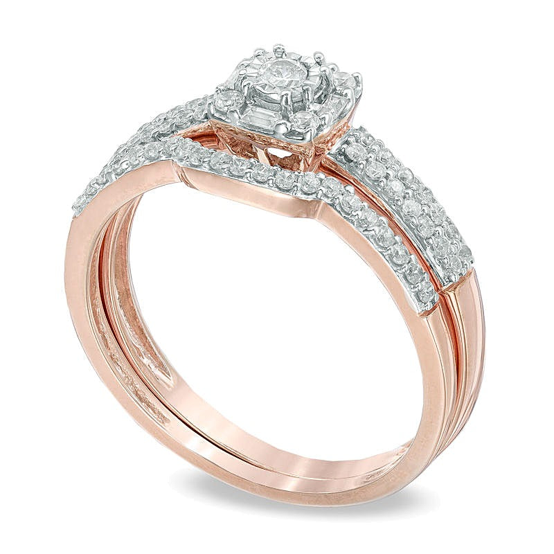 0.33 CT. TW Diamond Frame Bridal Set in 10K Rose Gold