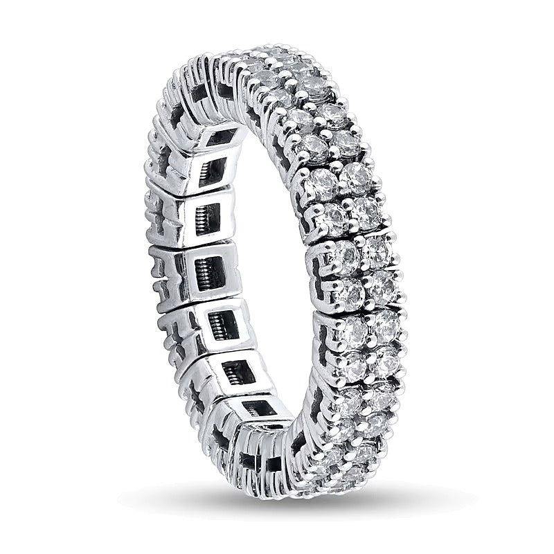 1.88 CT. TW Diamond Double Row Stretch Ring in 10K White Gold