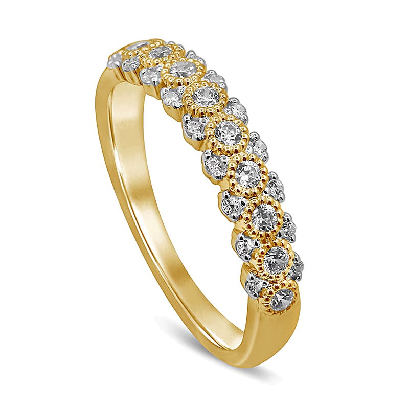 0.33 CT. TW Diamond Beaded Frame Anniversary Band in 10K Gold
