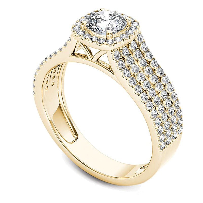 1.0 CT. TW Diamond Frame Multi-Row Engagement Ring in 14K Gold