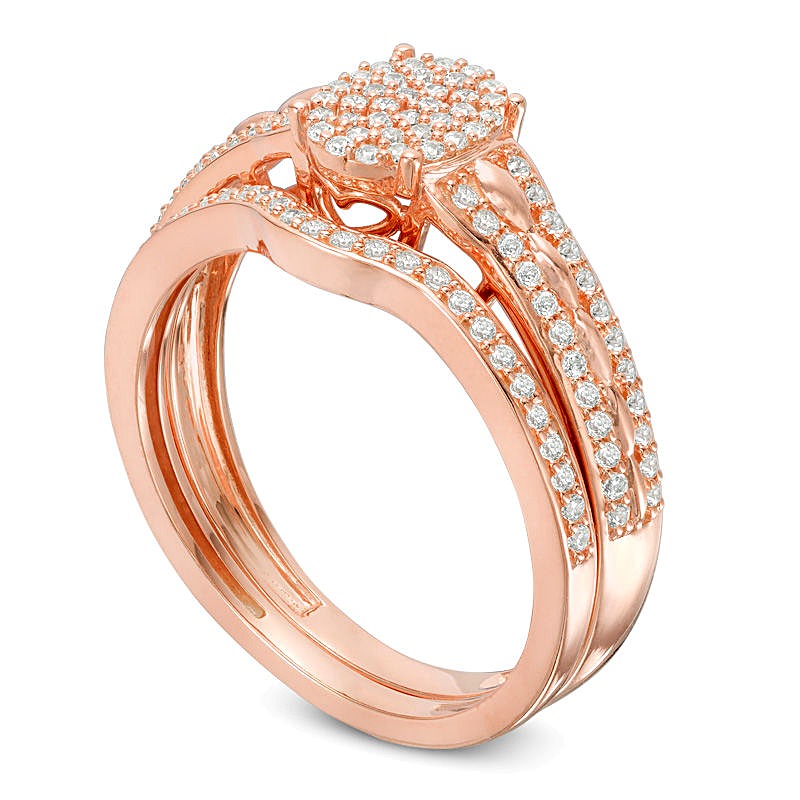 0.33 CT. TW Multi-Diamond Oval Bridal Set in 10K Rose Gold