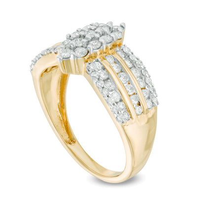 1.0 CT. TW Marquise-Shaped Multi-Diamond Multi-Row Engagement Ring in 14K Gold