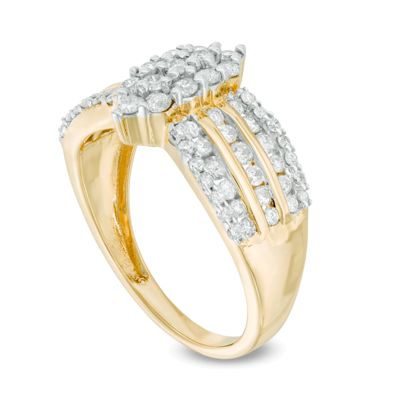 1.0 CT. TW Marquise-Shaped Multi-Diamond Multi-Row Engagement Ring in 14K Gold