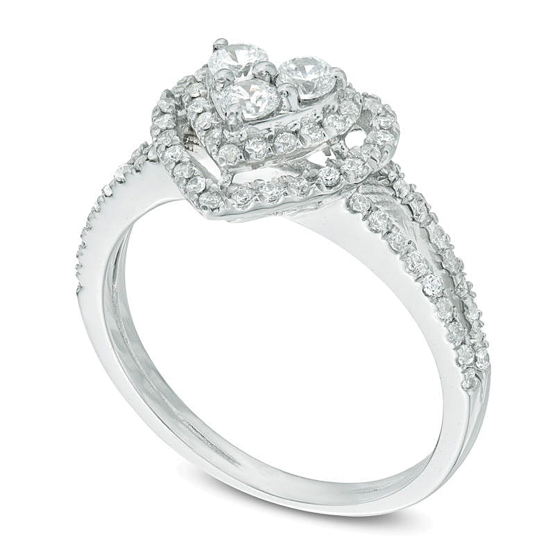 0.5 CT. TW Diamond Heart Frame Ring in 10K White Gold