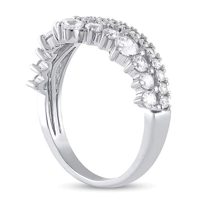 1.0 CT. TW Diamond Double Row Contour Band in 14K White Gold