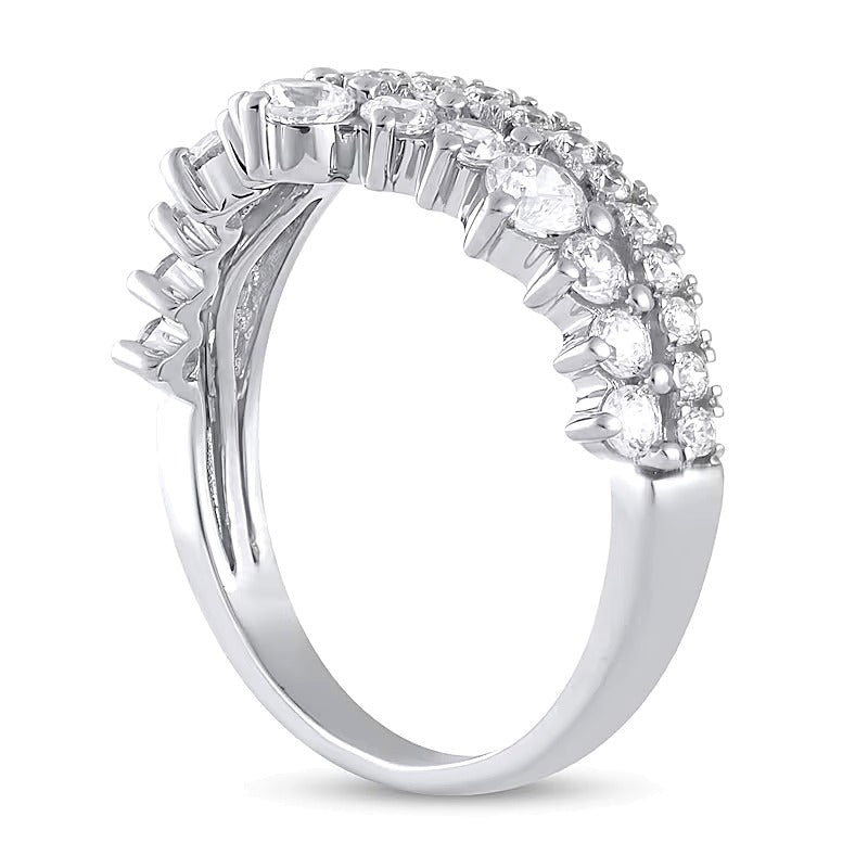 1.0 CT. TW Diamond Double Row Contour Band in 14K White Gold
