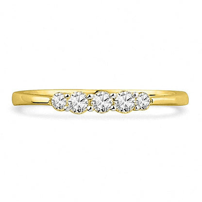 0.25 CT. TW Diamond Five Stone Wedding Band in 10K Gold