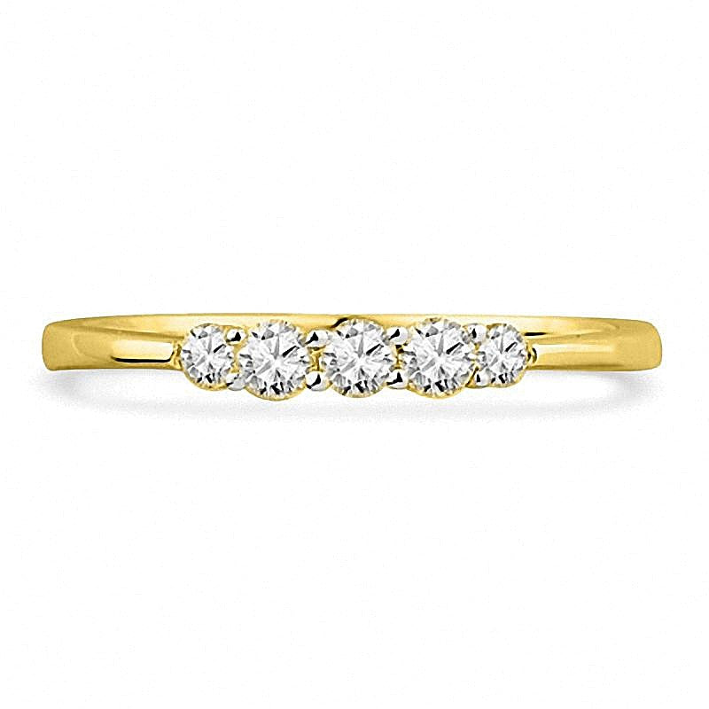 0.25 CT. TW Diamond Five Stone Wedding Band in 10K Gold