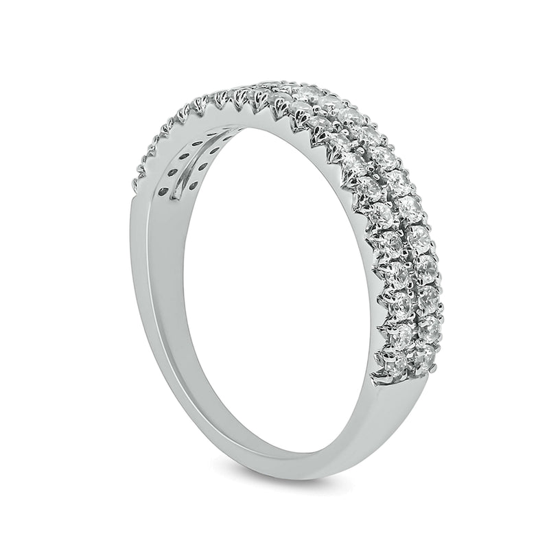 0.5 CT. TW Diamond Double Row Anniversary Band in 10K White Gold