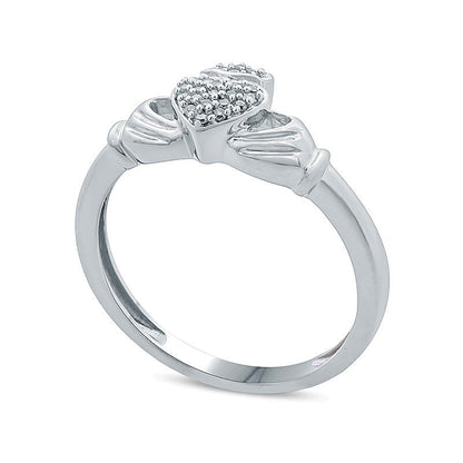 Diamond Accent Claddagh Promise Ring in 10K White Gold