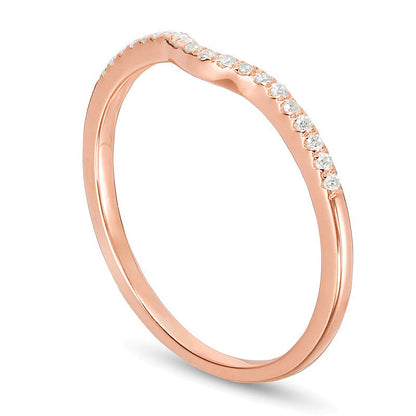 0.1 CT. TW Diamond Contour Wedding Band in 10K Rose Gold