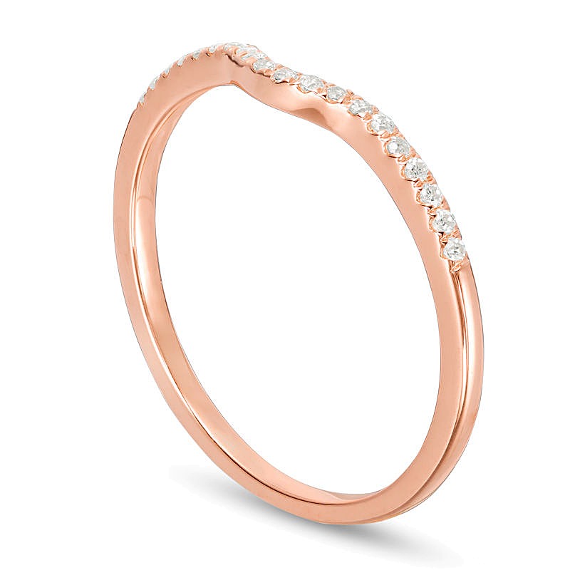 0.1 CT. TW Diamond Contour Wedding Band in 10K Rose Gold