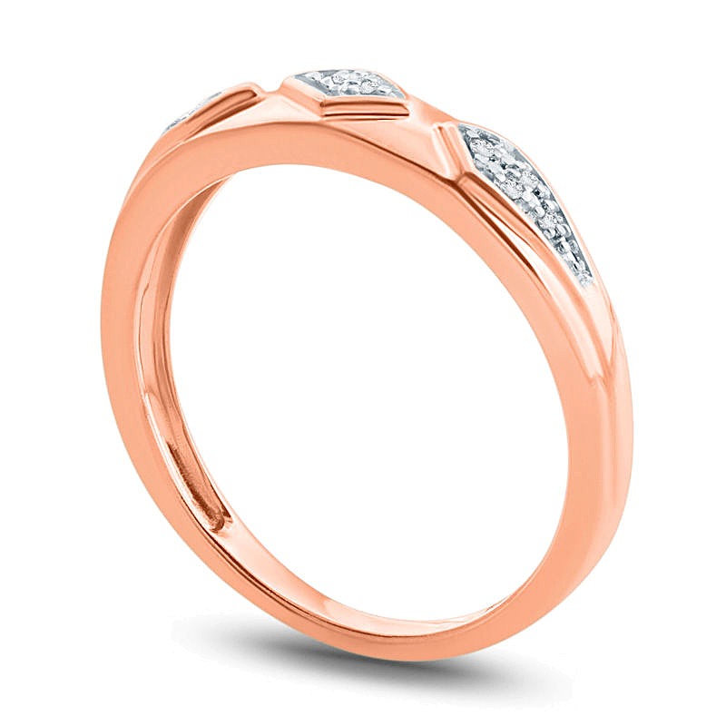 Diamond Accent Retro Geometric Wedding Band in 10K Rose Gold