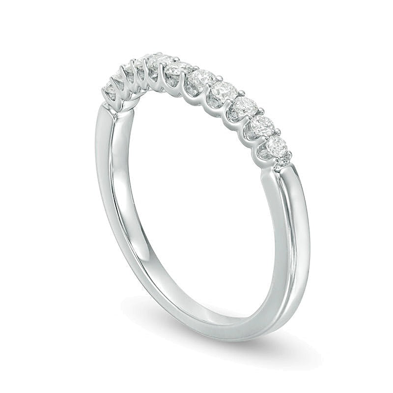 0.25 CT. TW Diamond Contour Wedding Band in 14K White Gold