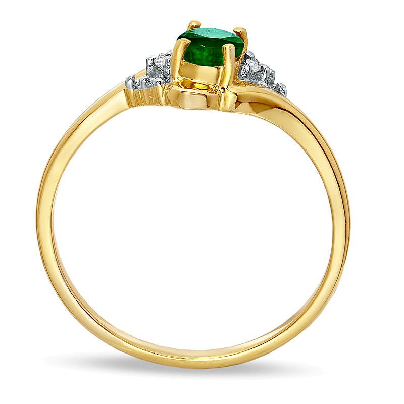 Oval Emerald and Diamond Accent Swirl Ring in 10K Gold