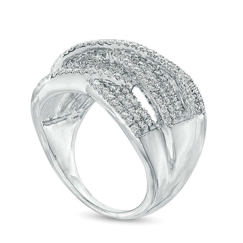 1.0 CT. TW Diamond Three Row Woven Ring in 10K White Gold