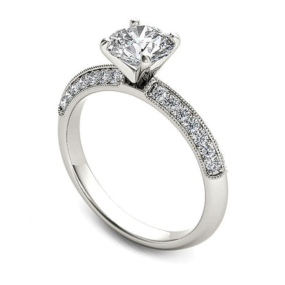 0.75 CT. TW Diamond Vintage-Style Engagement Ring in 14K White Gold