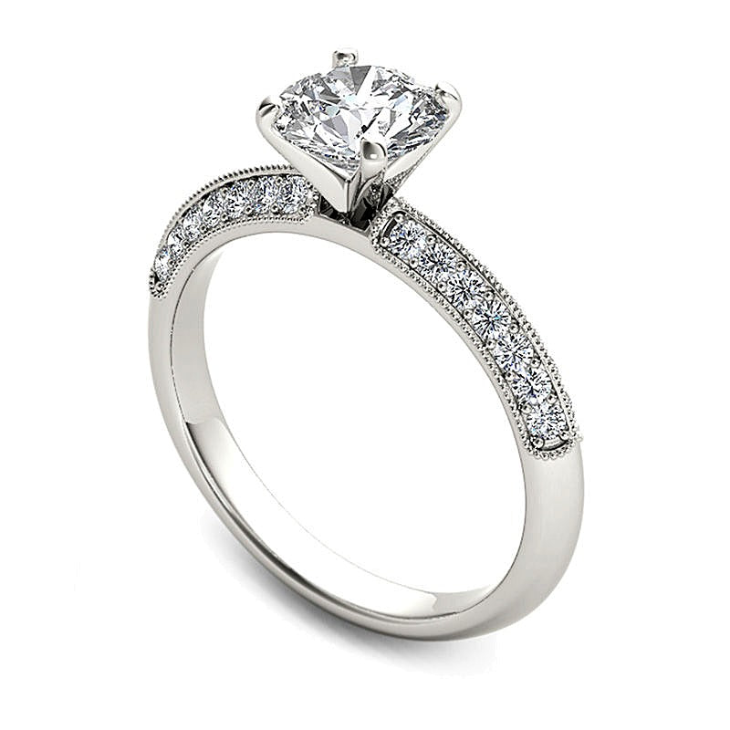 0.75 CT. TW Diamond Vintage-Style Engagement Ring in 14K White Gold