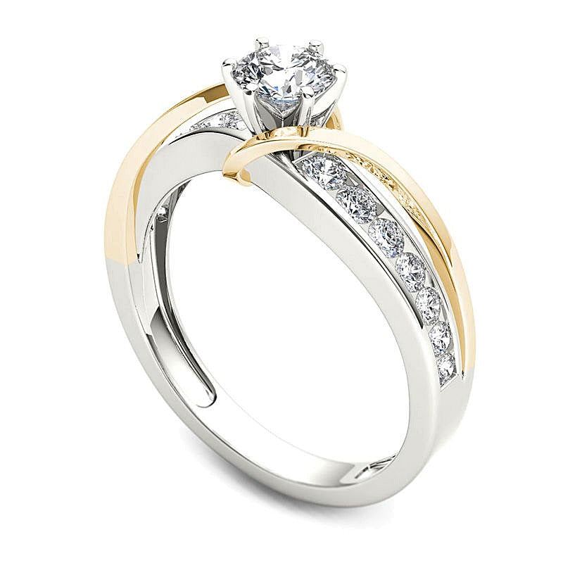 0.75 CT. TW Diamond Crossover Engagement Ring in 14K Two-Tone Gold