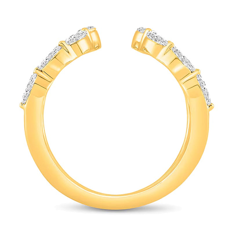 1.0 CT. TW Marquise Diamond Double Loop Open Ring in 10K Gold